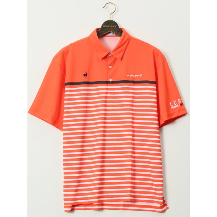 【10％OFFクーポン！3/26(木)1:59まで】TAKA-Q MEN 【大きいサイズ】ルコックスポルティフ ゴルフ/le coq sportif GOLF パネルボーダー柄 半袖 ポロシャツ トップス