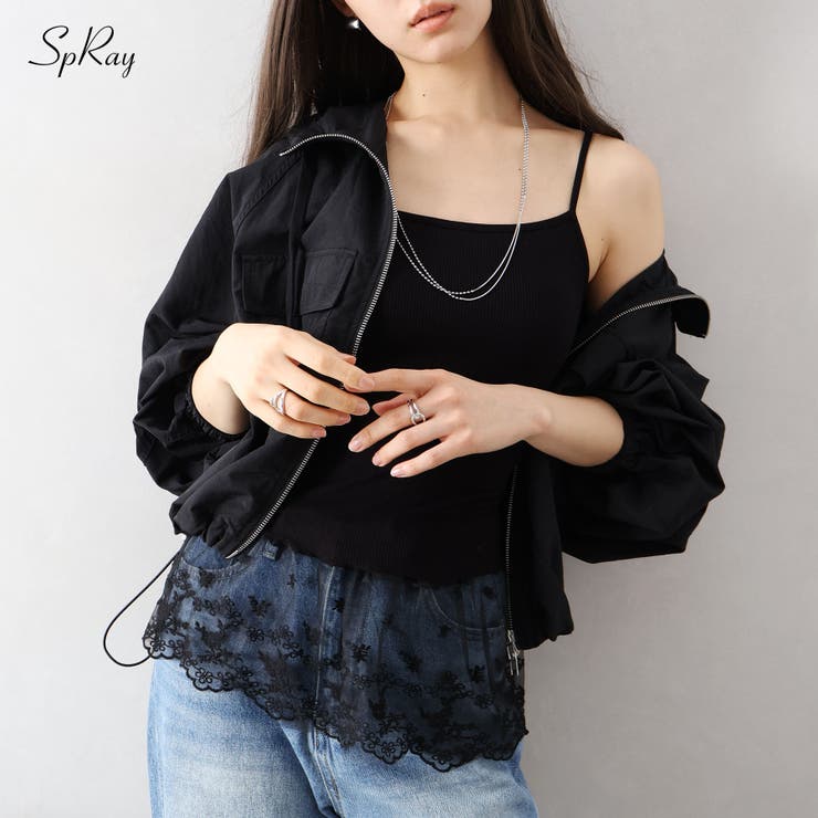 【10％OFFクーポン！5/7(木)9:59まで】SpRay カップ付テレコレイヤードキャミ トップスSpRay カップ付テレコレイヤードキャミ トップス