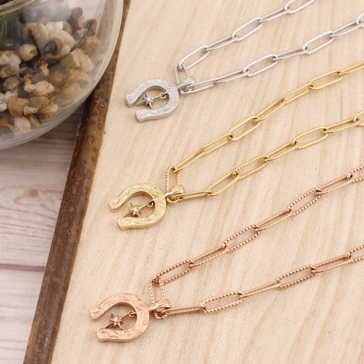 アクセサリーショップPIENA アンクレット ブレスレット レディース サージカルステンレス製 ハワイアンジュエリー ハワジュ 馬蹄 ホースシュー 一粒 一石 チェーン 2way 波 スクロール お肌に優しい 金属アレルギー対応 金アレ 上品 かわいい