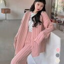 【マラソン期間中 5%OFFクーポン】アクセサリーショップPIENA ニットセットアップ レディース 秋冬 長袖カーデ Vネック 前ボタン Aラインスカート ロング丈 スリット ポリエステル ピンク ワンピース・ドレス