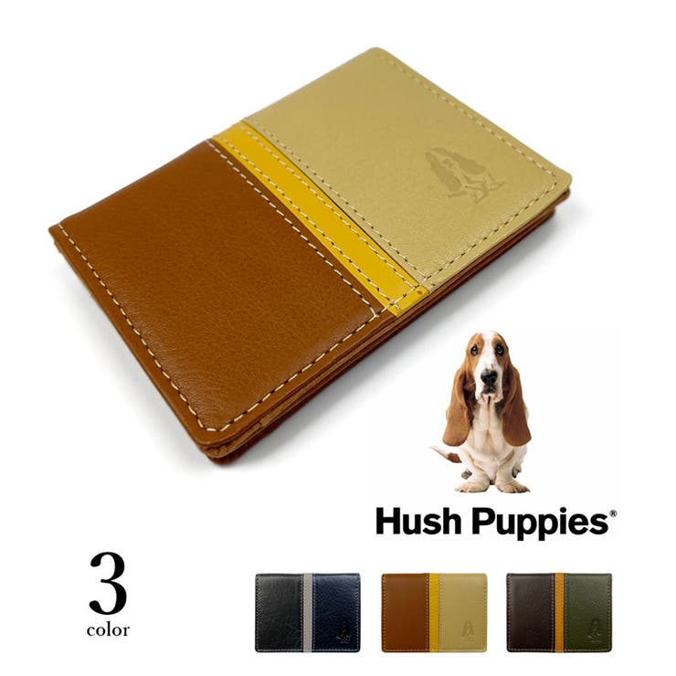 アクセサリーショップPIENA パスケース メンズ レディース 春夏秋冬 定期入れ カード入れ ポケット多め 牛革 Hush Puppies 犬マーク型押し 黒 小物