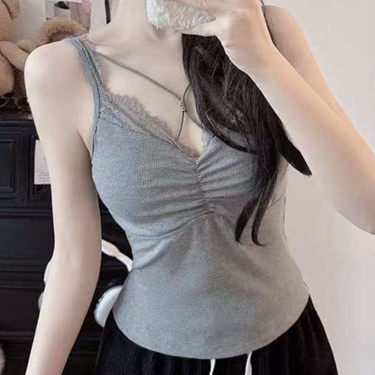 【10％OFFクーポン！5/7(木)9:59まで】レースレディース フロント クロス レーシィ カップ付き キャミソール 女性 レディース インナー ブラジャー 肌着 ブラトップ タンクトップ 春 夏 秋 冬 単色 無地 レース デイリー 可愛い ガー
