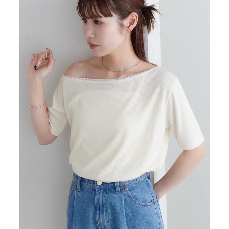 PAL GROUP OUTLET 【Discoat】【umm】前後2WAY衿レース使いワンショルT トップス