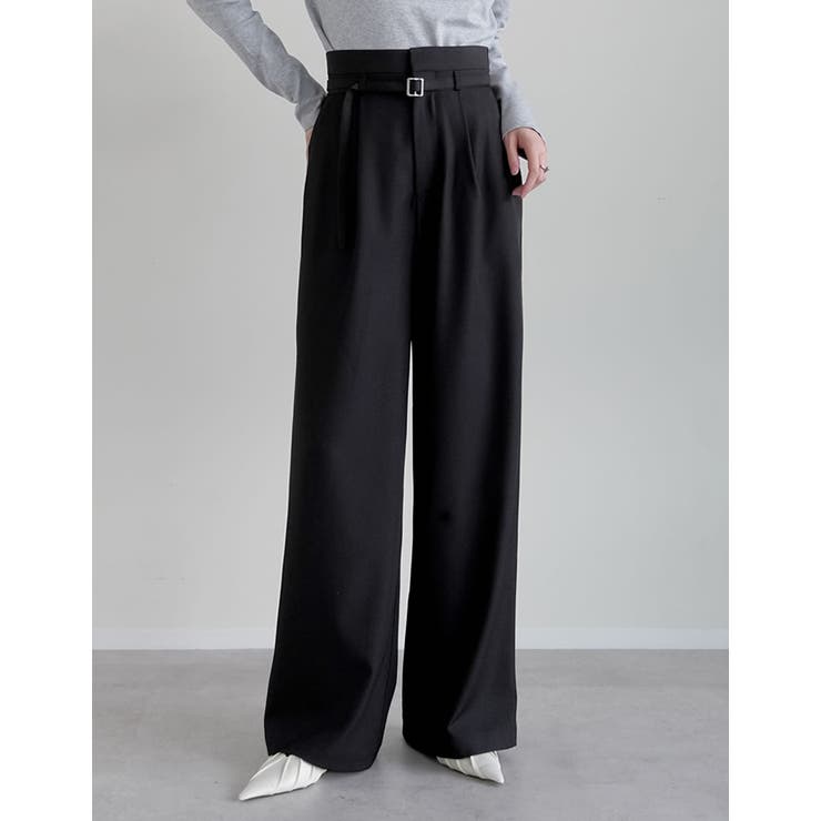 Re:EDIT [低身長/高身長サイズ有]ツイル細ベルト付ハイウエストワイドパンツ パンツ・ズボン shoplistselect-10502688 SHOPLIST サンプル画像3