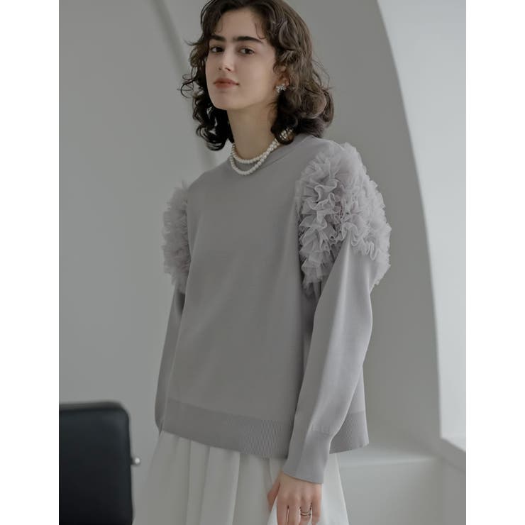 Re:EDIT [MEISM by Re:EDIT]フリルチュールショルダーニットプルオーバー トップス shoplistselect-10502680 SHOPLIST サンプル画像3