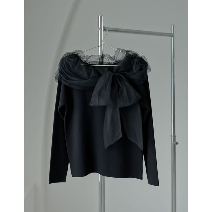 【10％OFFクーポン！10/27(火)9:59まで】Re:EDIT [MEISM by Re:EDIT]チュールショルダーリボンニット トップス shoplistselect-10502681 SHOPLIST サンプル画像3
