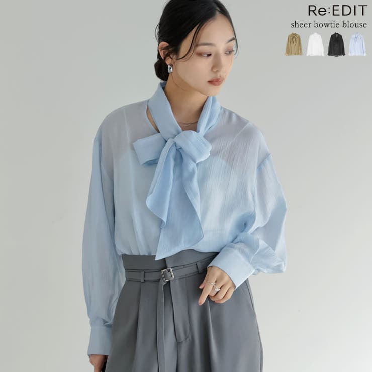 Re:EDIT 楊柳シアーボウタイ付きブラウス トップス shoplistselect-10502679 SHOPLIST パッケージ画像