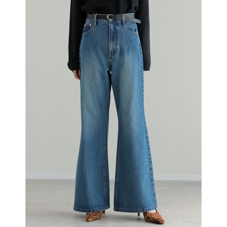 【エントリーでP10倍！9日(金)1:59まで】Re:EDIT [DENIM COLLECTION][低身長/高身長サイズ有]コットンブレンドセミフレアデニムパンツ パンツ・ズボン shoplistselect-10502689 SHOPLIST サンプル画像2