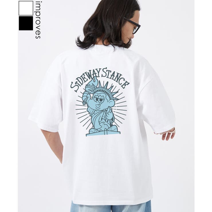 【10％OFFクーポン！6/26(金)1:59まで】improves 半袖Tシャツ メンズ SIDEWAY STANCE サイドウェイスタンス オリジナルプリント 自由の女神 半袖Tシャツ カットソー カジュアル アメカジ ストリート トップス
