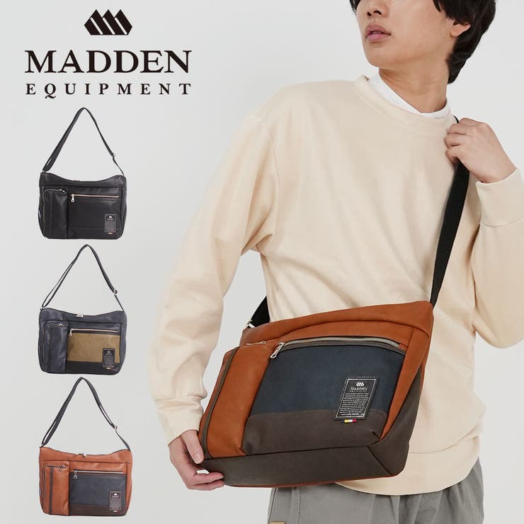 LOWARD 【MADDEN EQUIPMENT 正規取扱い店】 メデンイクイップメント MAJESTY ショルダーバッグ TMPI19 メンズ ユニセックス ミニトート 軽量 撥水 通勤 通学 お出かけ レザー調 シンプル バッグ・鞄