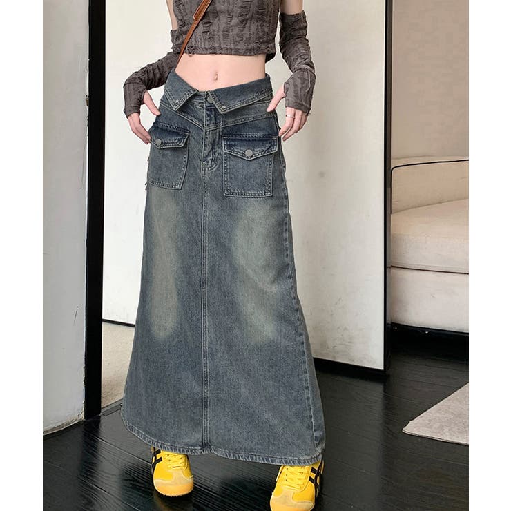 【10％OFFクーポン！11/27(木)1:59まで】Miniministore デニムマキシスカート バックスリット入り スカート