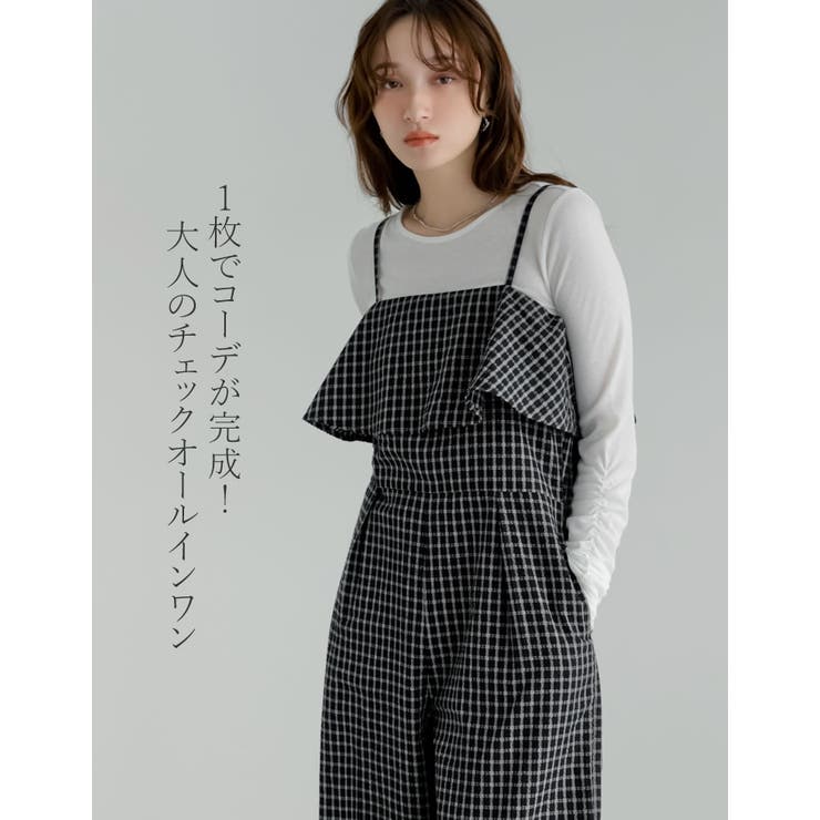 Re:EDIT [低身長/高身長サイズ有]ギンガムチェックビスチェ風キャミオールインワン パンツ・ズボン shoplistselect-10503106 SHOPLIST サンプル画像2