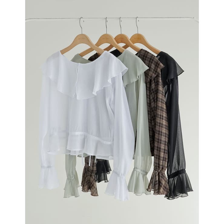 【10％OFFクーポン！8/27(木)1:59まで】Re:EDIT 前後2WAYシフォンドロストフリルブラウス トップス shoplistselect-10503093 SHOPLIST サンプル画像2