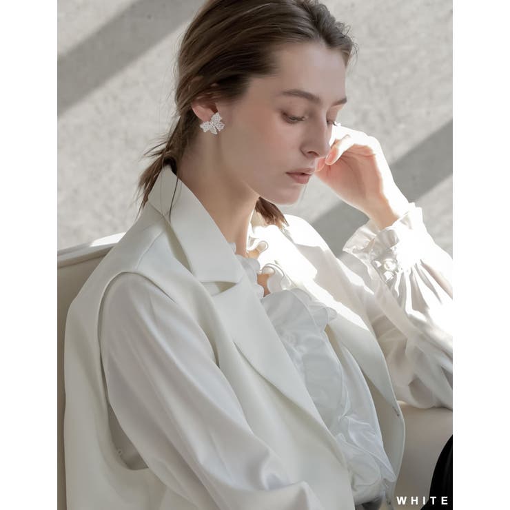 Re:EDIT [MEISM by Re:EDIT]フェイクパールリボンモチーフピアス アクセサリー shoplistselect-10503111 SHOPLIST サンプル画像2
