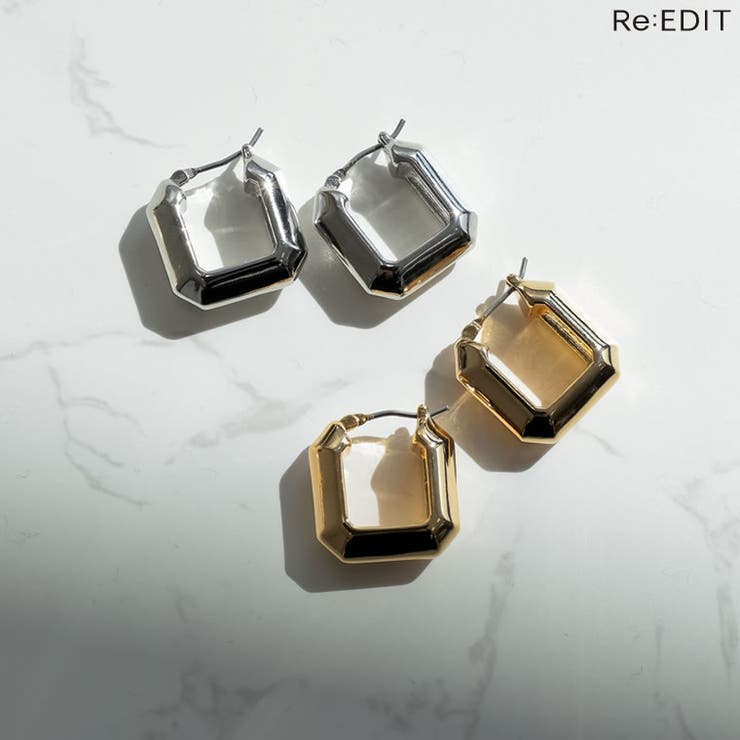 Re:EDIT スクエアフープピアス アクセサリー shoplistselect-10503117 SHOPLIST パッケージ画像