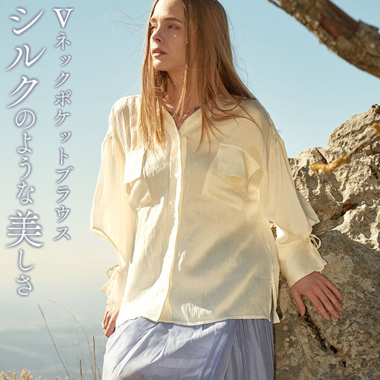 BACKYARD FAMILY vネックポケットブラウス トップス