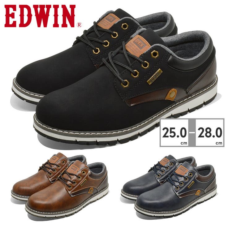 つるや EDWIN スニーカー メンズ EDW-7980 エドウィン 幅広 防水 防滑 シューズ・靴