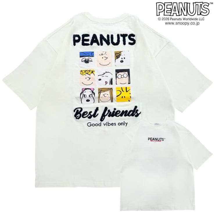 【10％OFFクーポン！4/17(金)9:59まで】CharaBasket スヌーピー 半袖 Tシャツ フレンズ柄 サガラ刺繍 バックプリント 天竺 ヘビーウェイト ドロップショルダー オーバーサイズ メンズ レディース 夏 SNOOPY PEANUTS