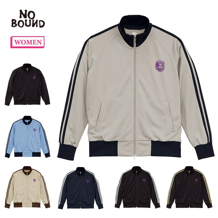 【10％OFFクーポン！5/7(木)9:59まで】printrium NOBOUND（ノーバウンド） トラックジャケット レディース ユニセックス メデューサ 刺繍 サイドライン ラグランスリーブ セットアップ対応 ジャージ 上 トップス ライトアウタ