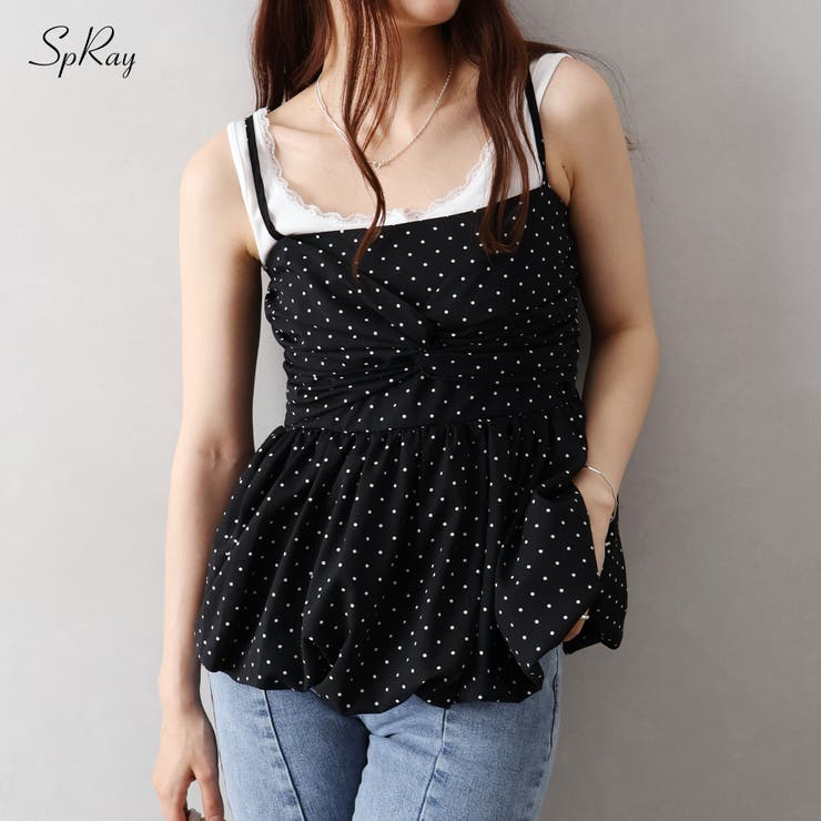 【10％OFFクーポン！5/7(木)9:59まで】SpRay ドットバルーンキャミソール トップスSpRay ドットバルーンキャミソール トップス