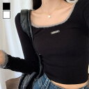 LADY LIKE バイカラーロゴプレート付きもちもちトップス トップス
