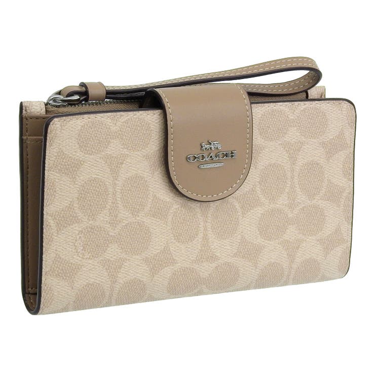 Riverall COACH コーチ 財布 レディース 長財布 アウトレット ベージュ フォーン ウォレット シグネチャー キャンバス PHONE WLT SIG CNVS CW780SVPWH COACH 財布
