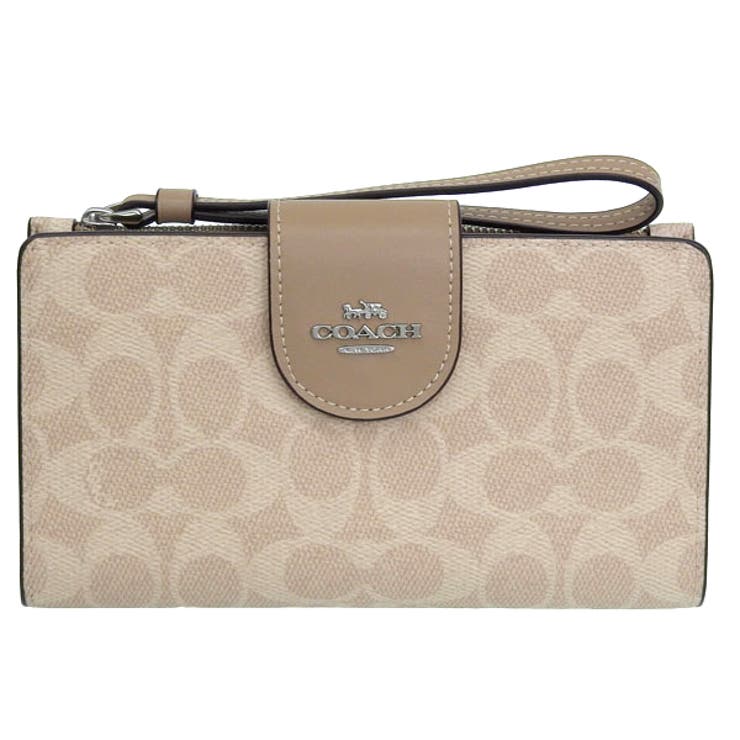 Riverall COACH コーチ 財布 レディース 長財布 アウトレット ベージュ フォーン ウォレット シグネチャー キャンバス PHONE WLT SIG CNVS CW780SVPWH COACH 財布 2
