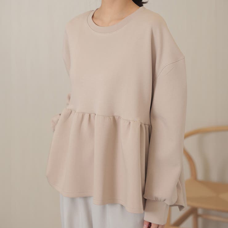 【10％OFFクーポン！7/26(日)1:59まで】レースレディース DAYRA ソリッドカラー ペプラム 長袖 フレア プルオーバー 女性 レディース トップス スウェット 春 秋 冬 トレーナー フリル Aライン 単色 無地 シンプル カジュアル ガ