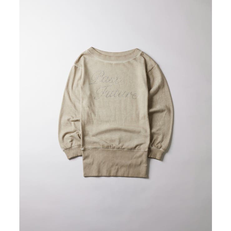PAL GROUP OUTLET 【WHO'S WHO gallery】ラインストーンロゴオフショルスウェット トップス