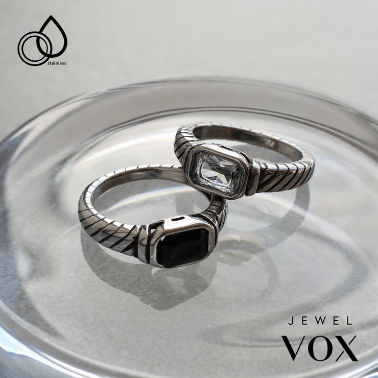Other - Jewel vox リング 指輪 金属アレルギー対応 ステンレス製 レディース キュービックジルコニア ニュアンス デザイン シルバー ブラック クリア 韓国 大人 韓国ファッション 人気 アクセサリー