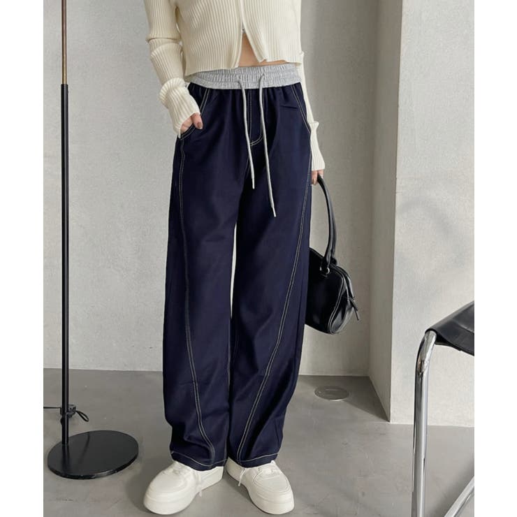 デニム風スウェットパンツ セール】デニム風ルーズシルエットパンツ