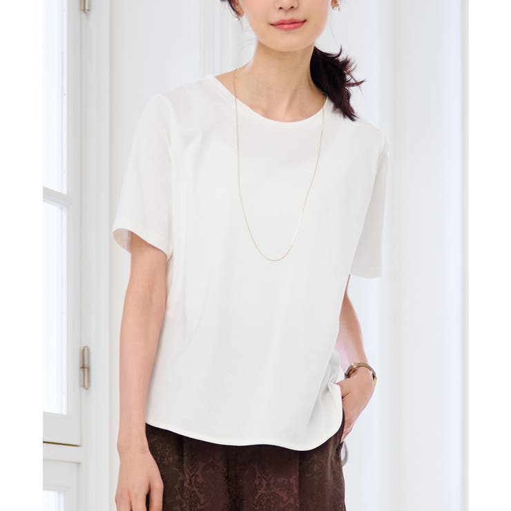 【10％OFFクーポン！5/16(土)1:59まで】RANAN 〈Beautiful Cotton　綿100％〉ひんやりUVラウンドTシャツ（レギュラー丈） トップス
