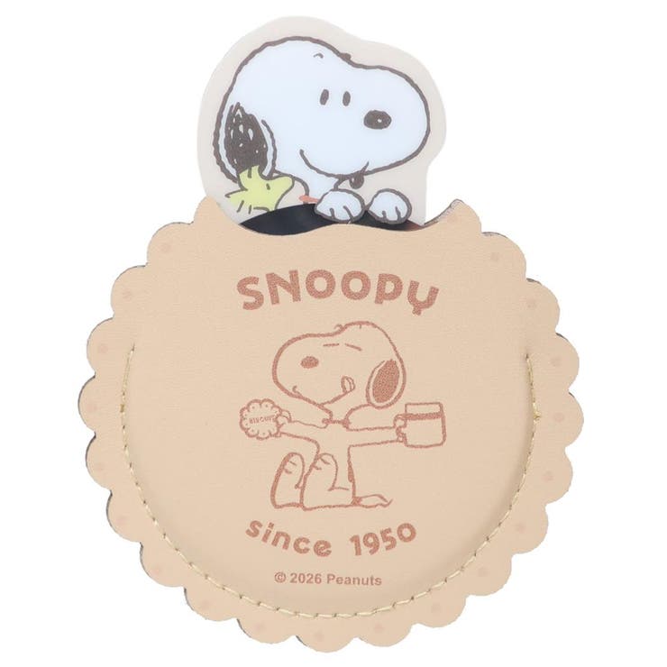 【10％OFFクーポン！5/7(木)9:59まで】cinemacollection スヌーピー 手鏡 ケース入りミラー Cookie Atelier series スヌーピー＆ウッドストック ピーナッツ 化粧直し ケース付き キャラクター グッズ 小物