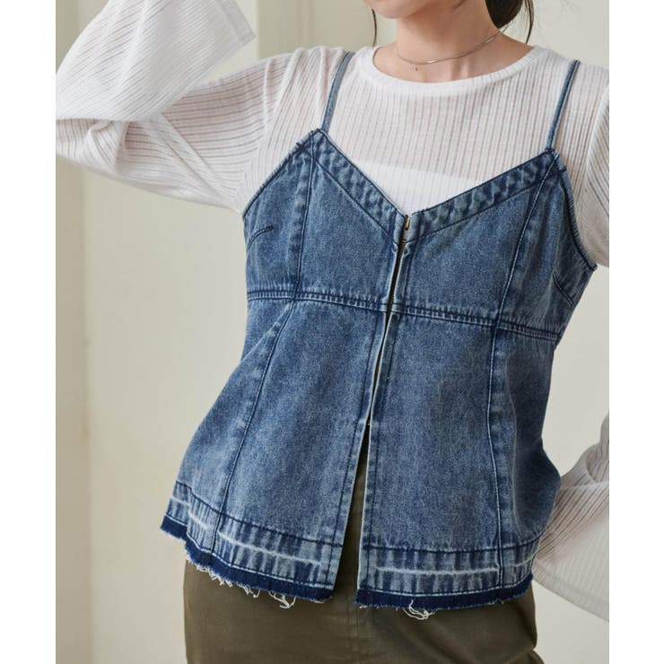 【10％OFFクーポン！5/7(木)9:59まで】RANAN デニム素材キャミビスチェ トップスRANAN デニム素材キャミビスチェ トップス
