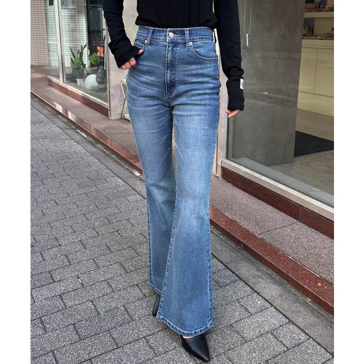 RANAN 스트레치 플레어 데님 바지 바지