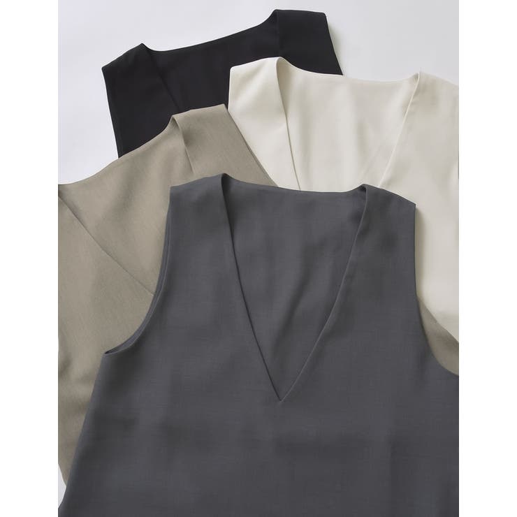 Re:EDIT [mau×Re:EDIT][mauコラボ][販売枚数3.6千枚突破]ストレッチミックスツイルVネックベスト トップス shoplistselect-10508069 SHOPLIST サンプル画像3