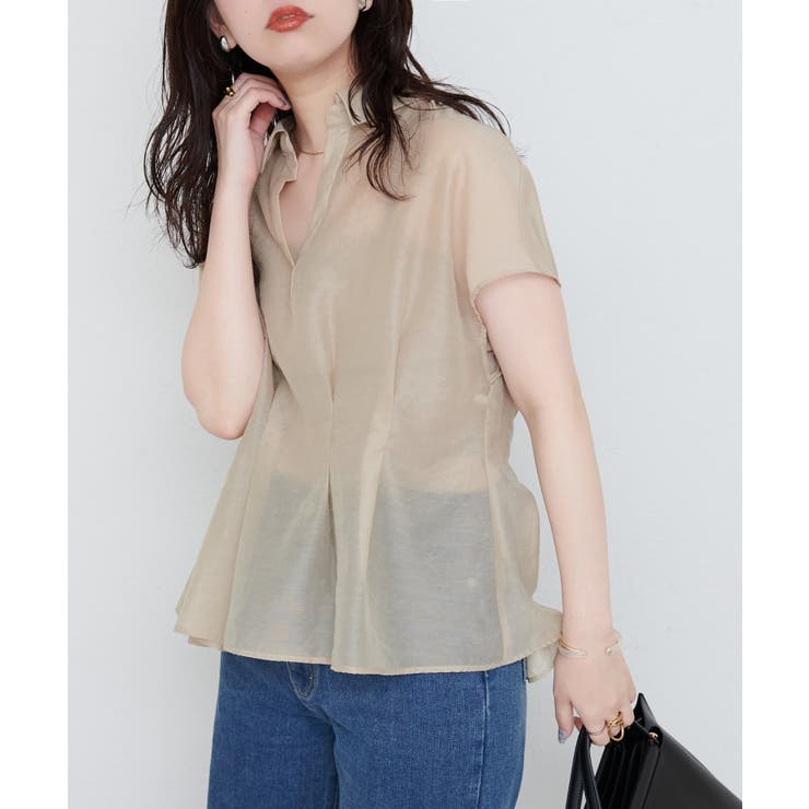 NICE CLAUP / OLIVE des OLIVE　OUTLET 【natural couture】ワッシャーオーガンジースキッパーブラウス トップス
