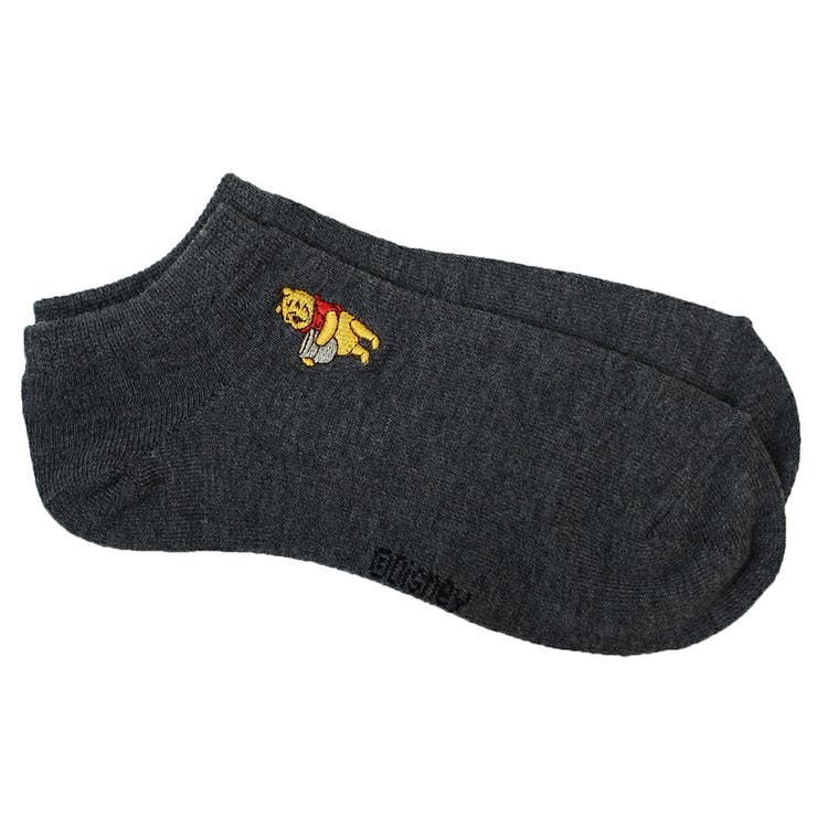 【10％OFFクーポン！5/7(木)9:59まで】cinemacollection ディズニー 女性用靴下 レディース ワンポイント刺繍アンクルソックス チャコール くまのプーさん ウイックス その他cinemacollection ディズニー 女性用