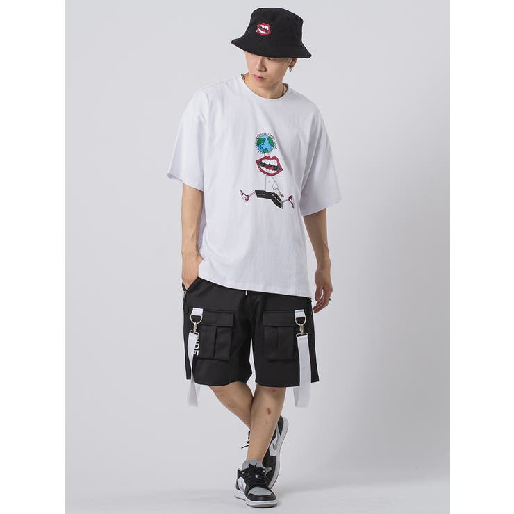 REGIEVO なみおくん×地球儀プリントビッグシルエットTシャツ トップス