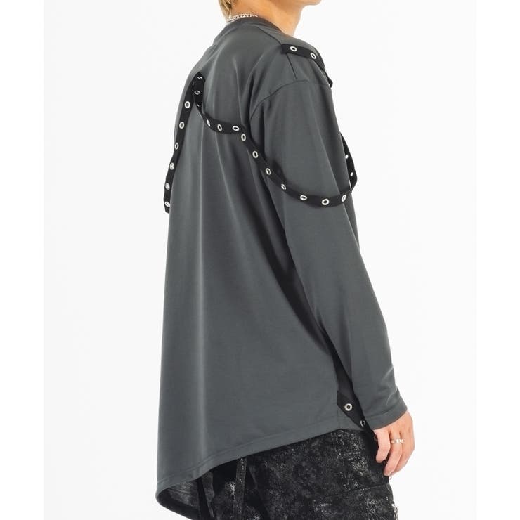 REGIEVO ボンテージ ロンT メンズ 長袖Tシャツ モード ストリート トップス