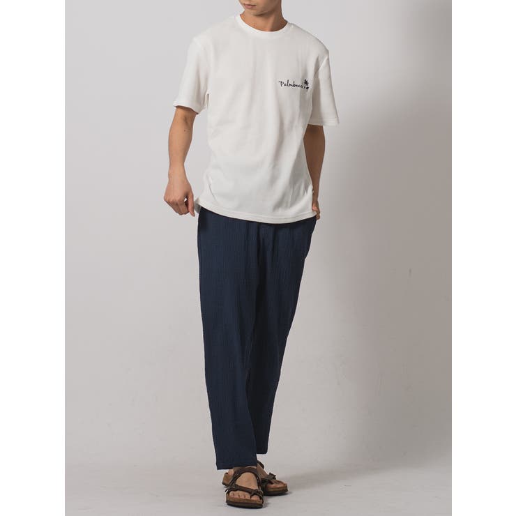 【10％OFFクーポン！3/26(木)1:59まで】REGIEVO ワッフルロゴ刺繍Tシャツ トップス