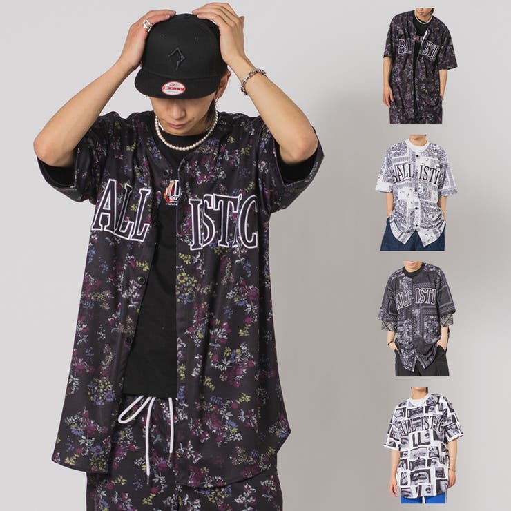 REGIEVO 総柄 半袖 半袖シャツ ビッグシルエット ストリート系 トップス