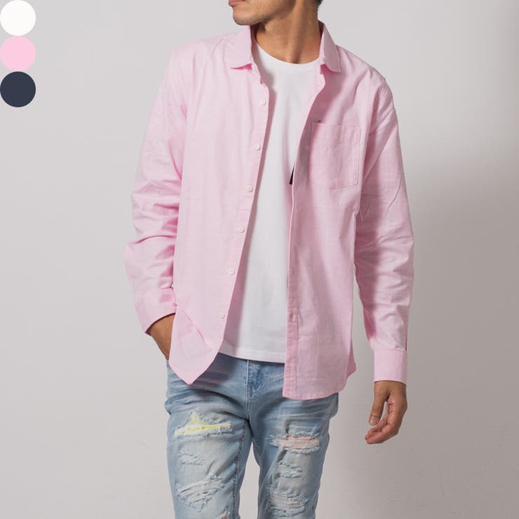 REGIEVO イタリアンカラー オックスフォード シャツ メンズ ストレッチ きれいめ スリム トップス