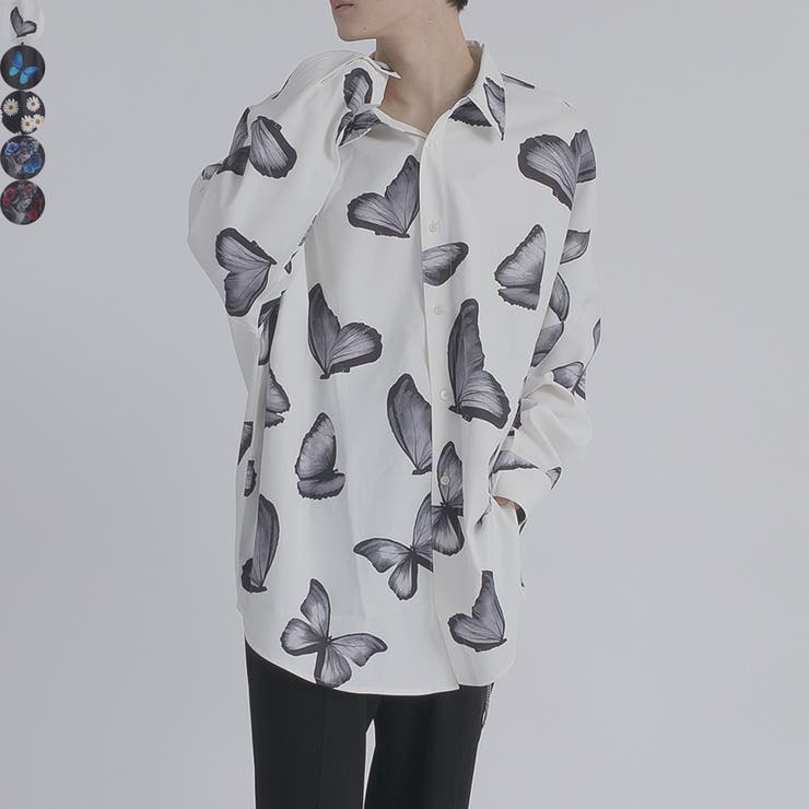 REGIEVO 総柄プリントドルマンシャツ トップス