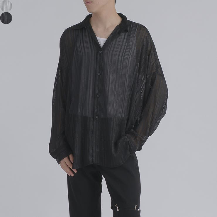 【10%OFFクーポン!11/27(木)1:59まで】REGIEVO ストライプシースルーシャツ トップス