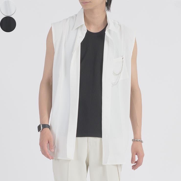 REGIEVO チェーン付ノースリーブシャツ トップス