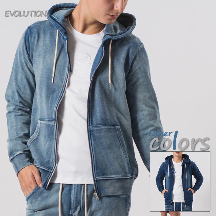 REGIEVO カットデニムジップパーカー トップス