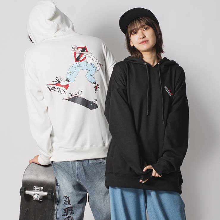 REGIEVO なみおくんスケボービッグシエルエットプルパーカー トップス