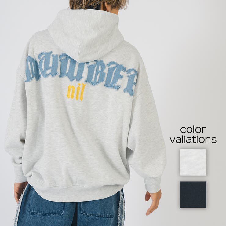 REGIEVO フリンジアップリケ メンズ パーカー ビッグシルエット ストリート系 トップス