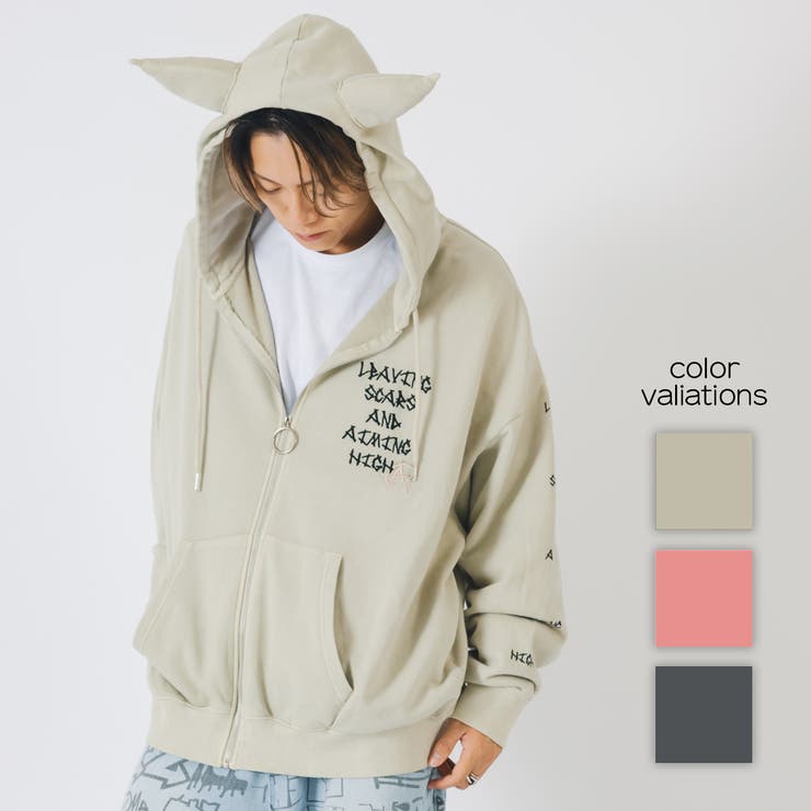 REGIEVO デビルフード ジップパーカー メンズ レディース ストリート系 トップス